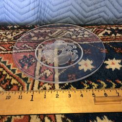 Val St Lambert Frosted Crystal Round Plate Fruits 