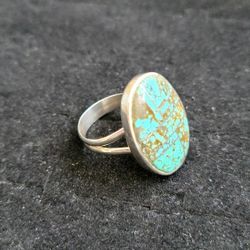  Navajo M Sterling Turquoise Ring Size Adjustable 