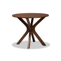 Kenji Modern and Contemporary Walnut Brown Finished 35-Inch-Wide Round Wood Dining Table. Assembled.