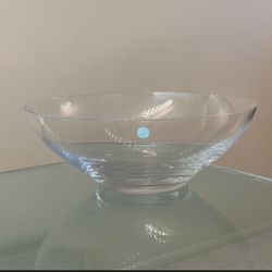Like New Large 12” Tiffany & Co Crystal Glass Modern Salad Fruit Bowl Centerpiece