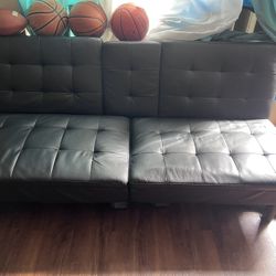 Mainstays Memory Foam 71.5" Futon with Cupholder and USB, Black faux leather