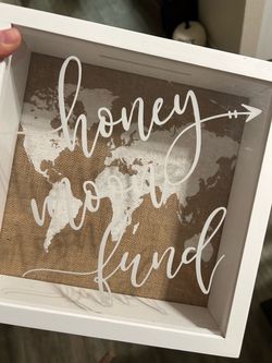 Honeymoon fund box and wedding signage