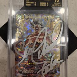 Bandai Ultra Instinct Son Goku State of the Gods SCR Autographed Beckett Pristi…