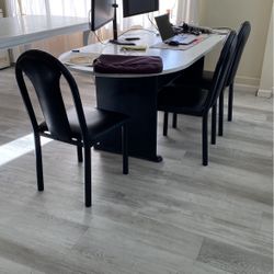 2-tone Office Table With Three Chairs:  As Is