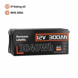 Humsienk 12V 300Ah LiFePO4 Battery 3.84kWh for RV & Household