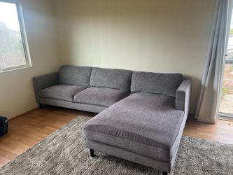 Gray Fabric L-Shaped Sectional Sofa