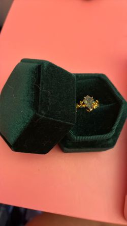 Gold Plated Sterling Silver + Moss Agate Ring