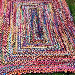 Woven Rug 5X8, Vibrant Colors, Good Vibes, Mexican Decor.