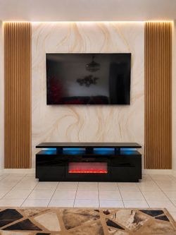 Mueble con fogata para TV