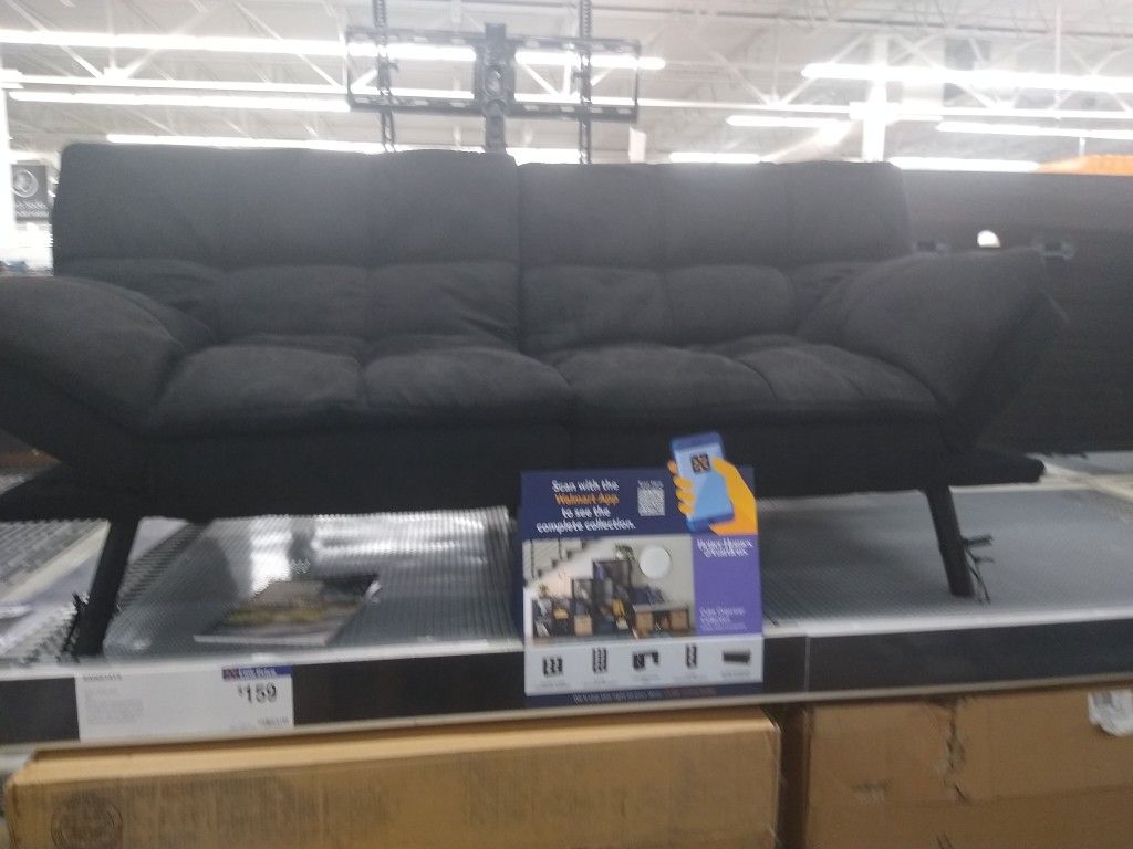 Black plush futon
