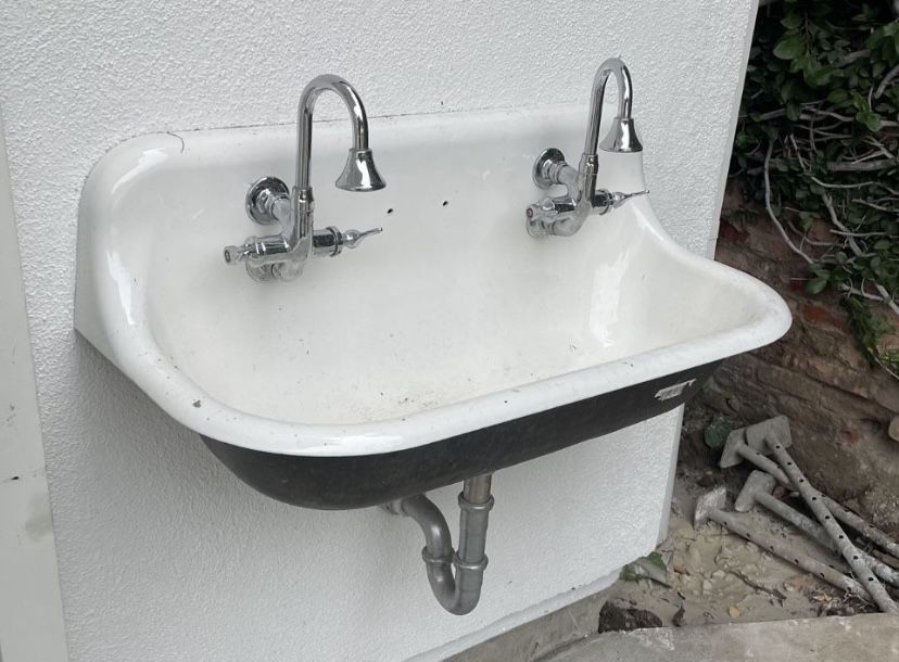 Kohler Brockway 36” cast iron farm sink with faucets