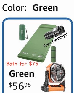 Ogery Self-Inflating Sleeping Pad, 3" Memory Foam Camping Mattress with Built-in Foot Pump and Camping Fan, Inflatable, Camping, Outdoors,
