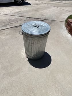 Galvanized steel trash can