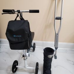 Knee Scooter, Foot Brace, And Aluminum Crutches 