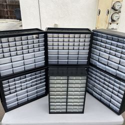 AKRO-MILS Drawer Bin Cabinet: 20 in x 6 1/2 in x 15 3/4 in, 44 Drawers, Stackable, Polystyrene Lot 7