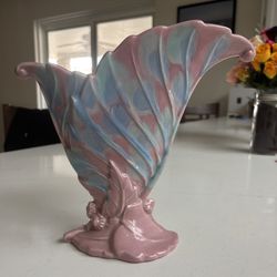 Vintage Art Deco Style Royal Haeger R301 Double Leaf Fan Vase