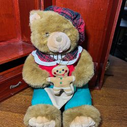 Vtg CHOSUN Christmas Ginger Bear Brother Plush Tag Stuffed Animal Toy 16”