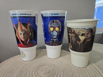 Star Wars Episode 1 Collector's Cups, Queen Amidala, C-3PO, Jar Jar Binks, Qui-Gon Jinn, Padme