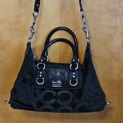  COACH Ashley black shoulder bag Satchel  Leather Purse  Authentic  Very Nice  OOP Vintage 