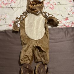 Baby Deer Halloween Costume One Piece Snaps Open Legs 0-6 Months.
