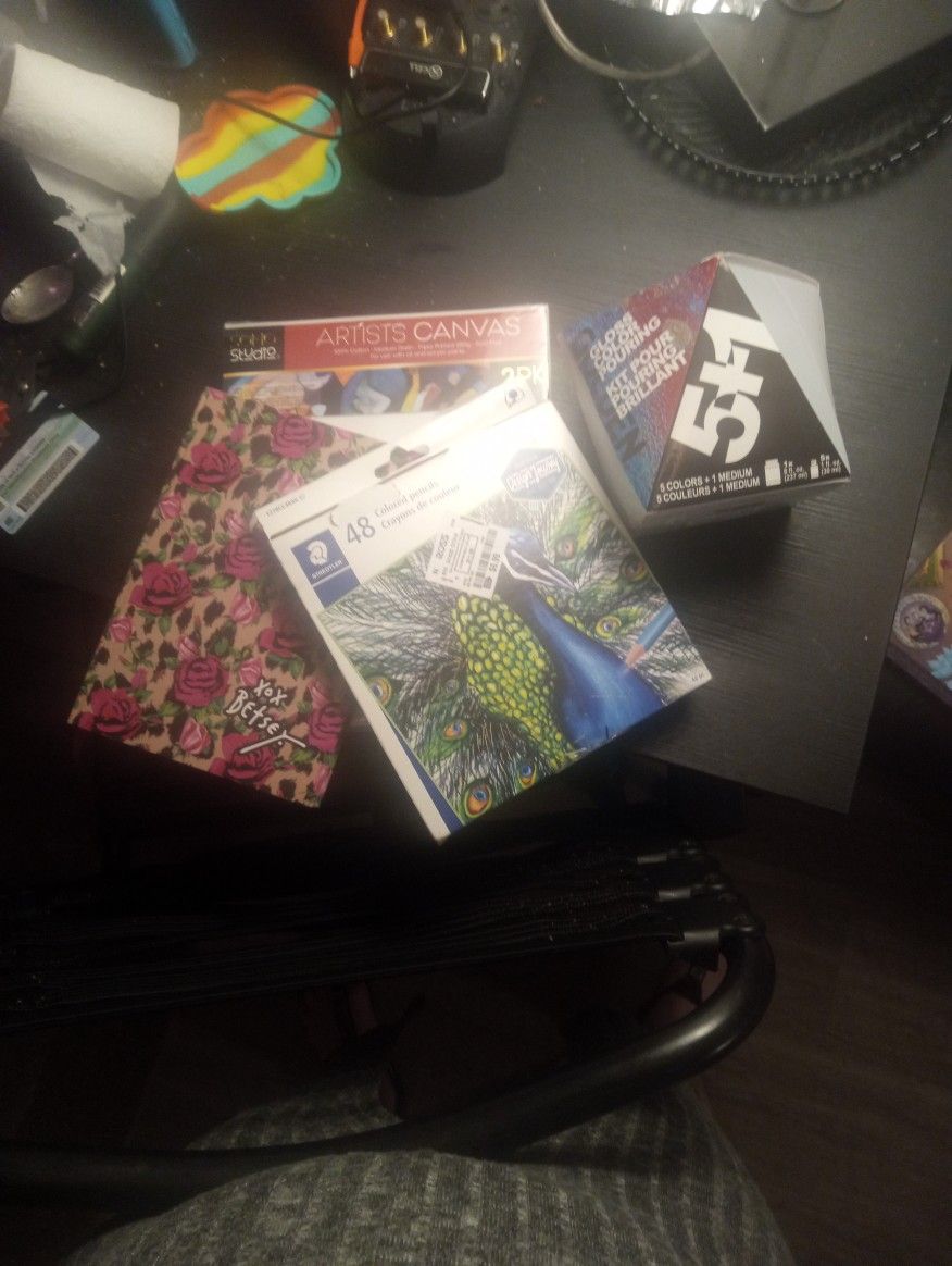 Canvas Board, Betsy Notebook, 48 Colored Pencils, Gloss Color Pouring Paint