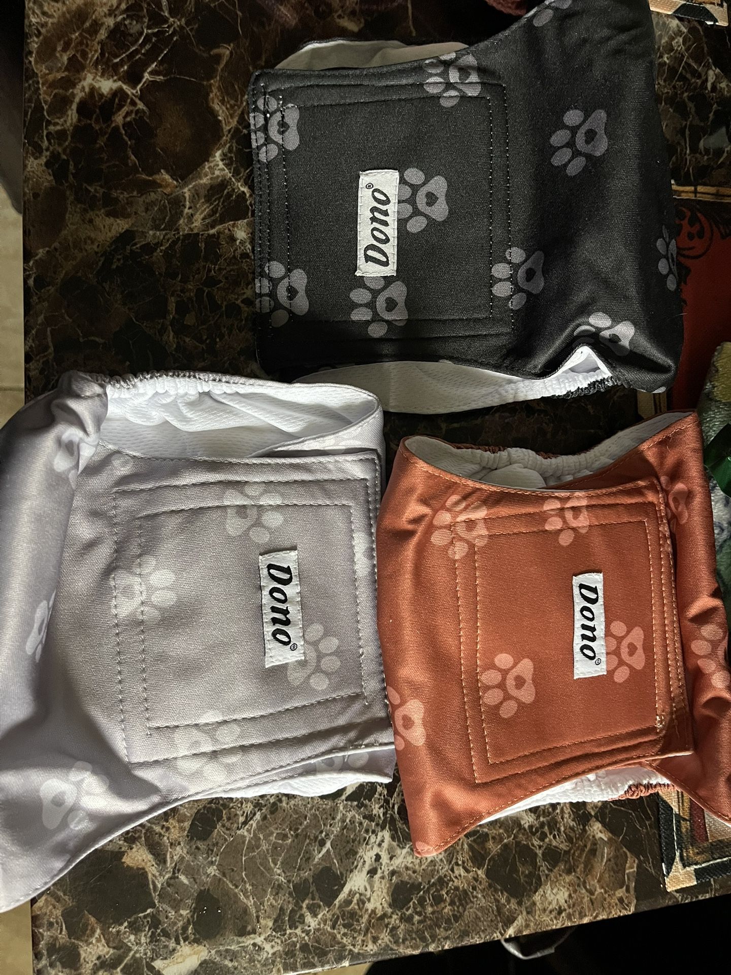 Three medium washable male belly band diapers