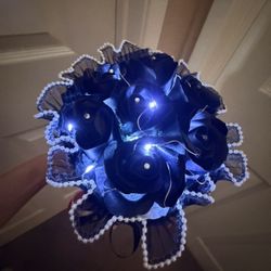 Handcrafted Black & Blue Rose Bouquet
