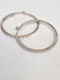 925 Silver CZ Stone Hoops