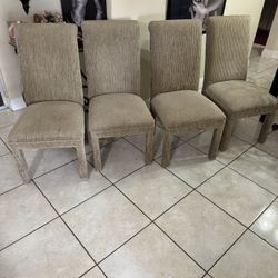 4 Upholstered High-Back Dining Chairs- Good Condition