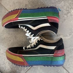 VANS Old Skool Stacked Glitter Rainbow Platform Women’s Size 7 Shoes