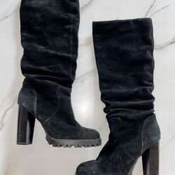 Aldo Black Velvet Boots NEW Size 7