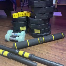 75lb Weight Set With Bar That Turns Into Dumbbells 