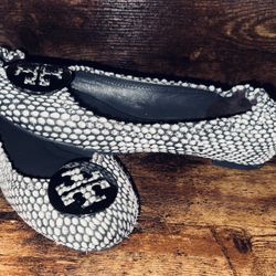 Tory Burch Size 7 Ballet Flats With Bovine Hair