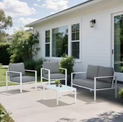 Set of 4 White patio conversation sets