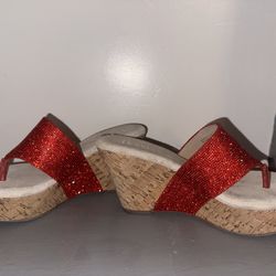 Reba Radiance Rhinestone Embellishments Crystal Glitter Summer Wedge Sandal Heel 7.5 Cork Comfort Soft Shoes Dillards Women Mule Slip O new for Sale in El Paso TX OfferUp