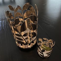 Pair Of Silver Leaf Candle Holders