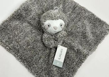 carters lovey baby security blanket plush toy gray Sloth