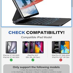 OQTIQ Keyboard Case for iPad Air 13 inch (M3 2025/M2 2024) & iPad Pro 12.9 inch (6/5/4 Gen), Magic Keyboard Case with Pencil Holder, Precision Glass T