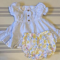 Pale Blue Baby Dress w Bloomers 3-6 M Tommy Bahama