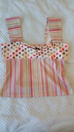 Girls Striped Polka Dot Tankini Swim Top