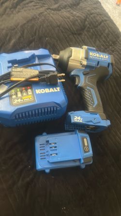 Kobalt 24V Max Brushless Impact Wrench with Batteries and Charger.     Only used 2 times still like new