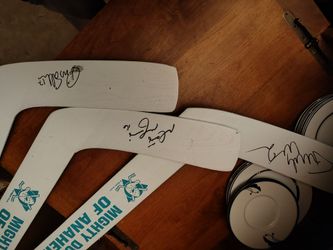 mighty ducks autographed sticks