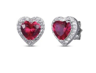 925w Sterling Silver Heart Stud Earrings With Cubic Zirconia 