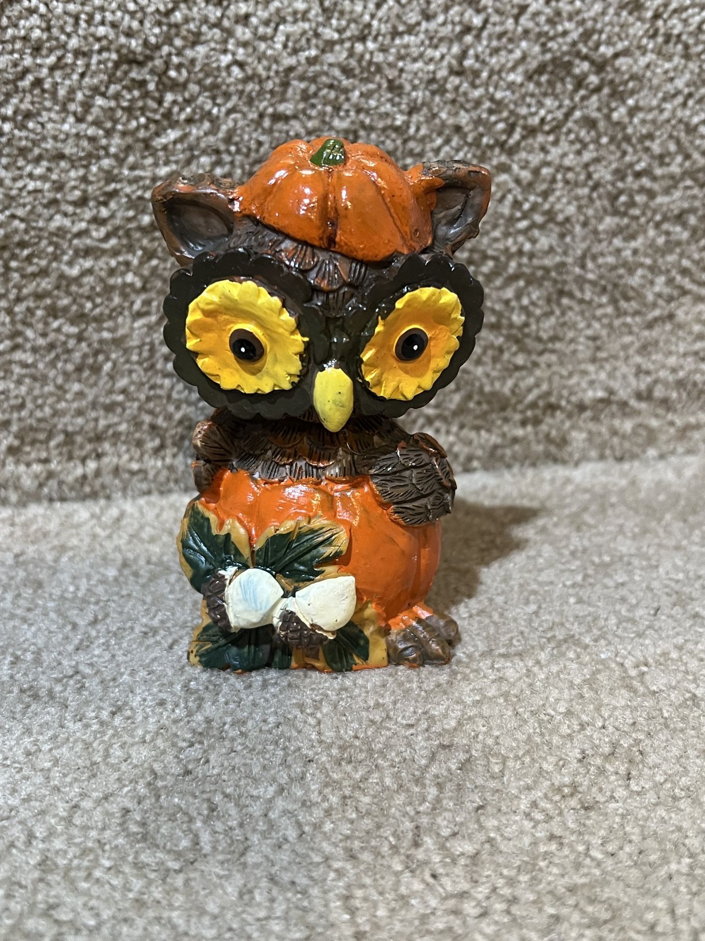 Autumn Fall Owl Bobble Head Pumpkin Collectible Figurine Decoration