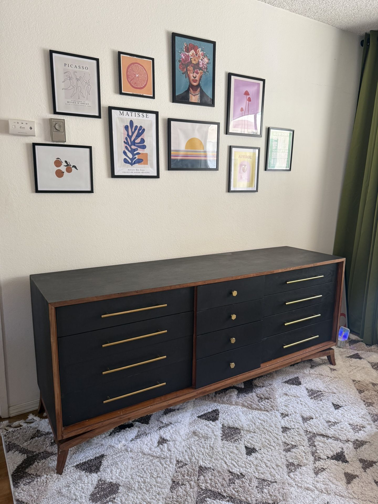 Mid Century, 12 Drawer, Real Wood Large Dresser 