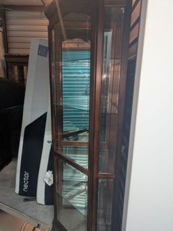 Tall Wood Corner Display Cabinet