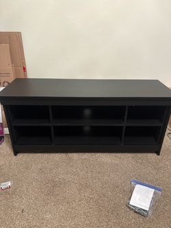Black TV Stand with Six Storage Cubbies