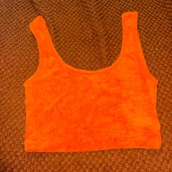 Orange Velvet Crop Tank Top