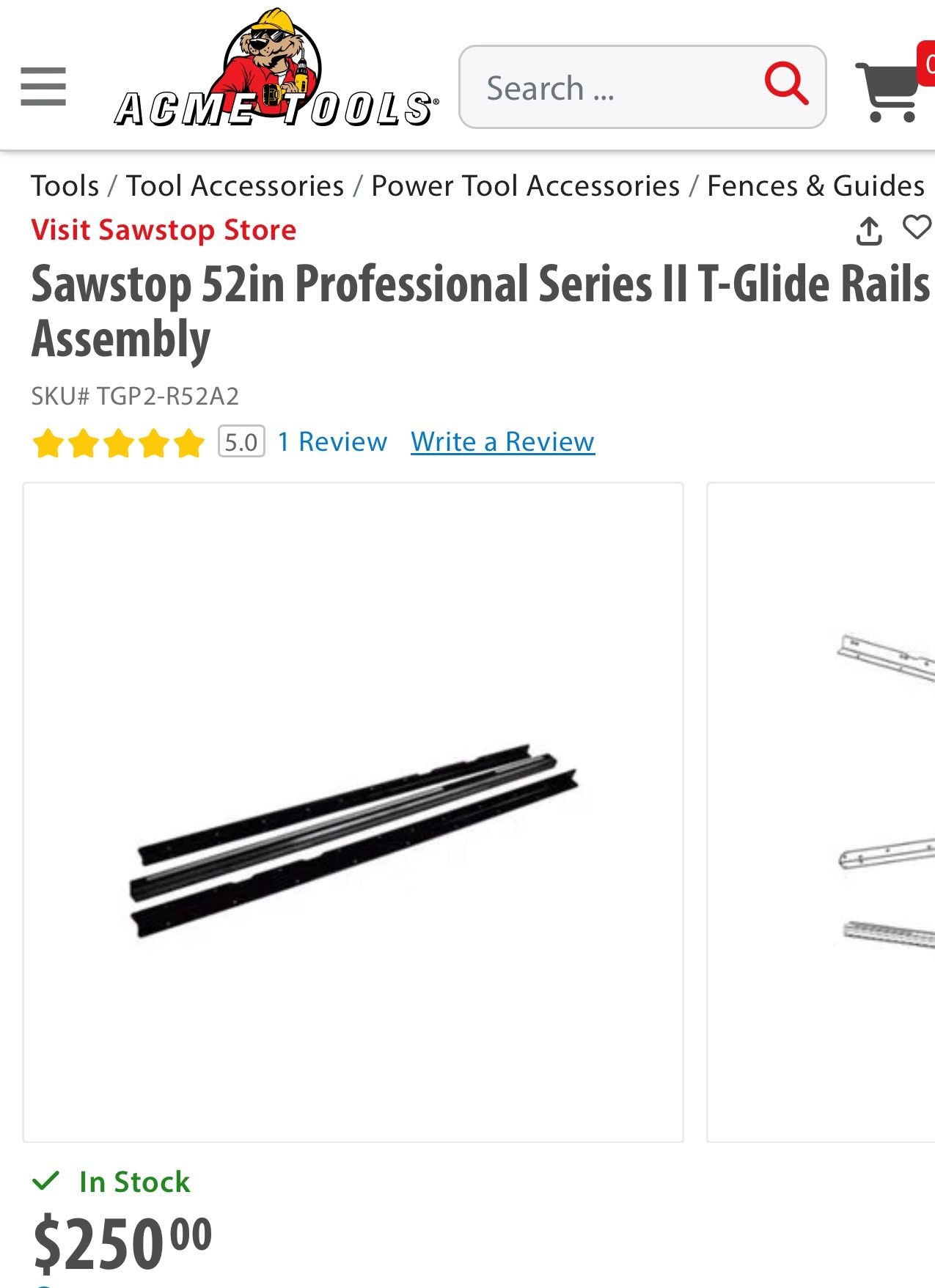 Sawstop T-glide 52” Rails