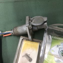 Assortment Of Six Pin Trailer Plugs Receptacles And Bracket